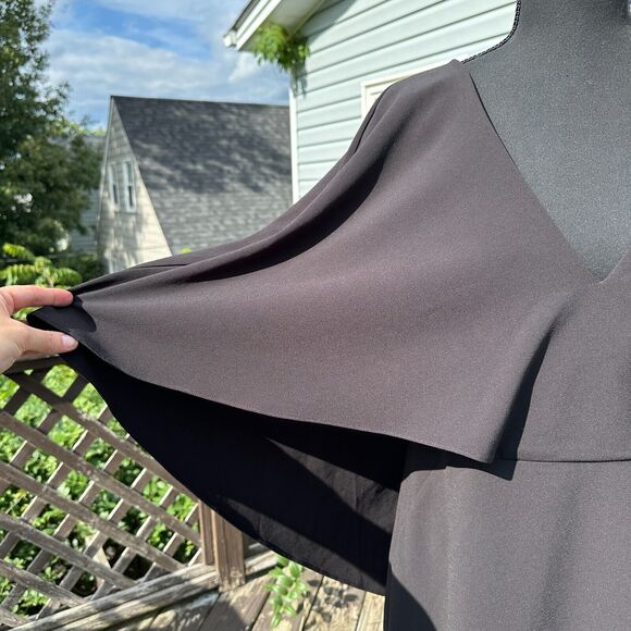 Halston Heritage Dress 10 V-Neck Cocktail Cape Black Event Formal New Year Party - Picture 5 of 15